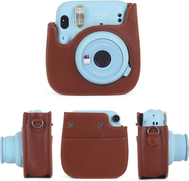 Phetium Instant mini 12 Camera Protective Case Compatible with Instax Mini 12 11,PU Leather Bag with Pocket and Adjustable Shoulder Strap (Brown) - Image 2